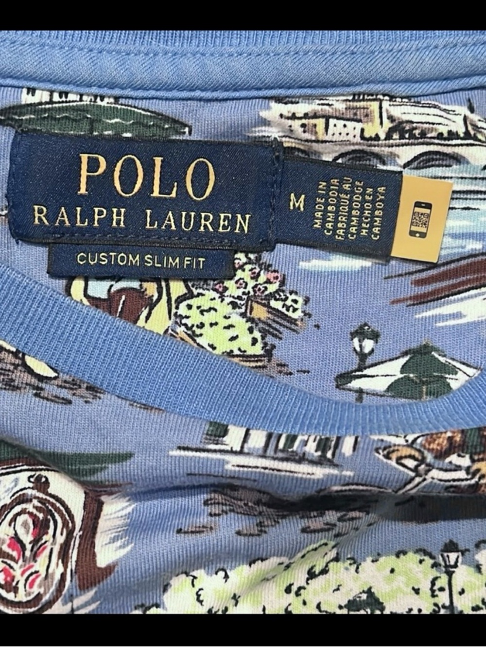 RALPH LAUREN Polo Bear Paris Print Tee Blue Size M - Picture 7 of 8